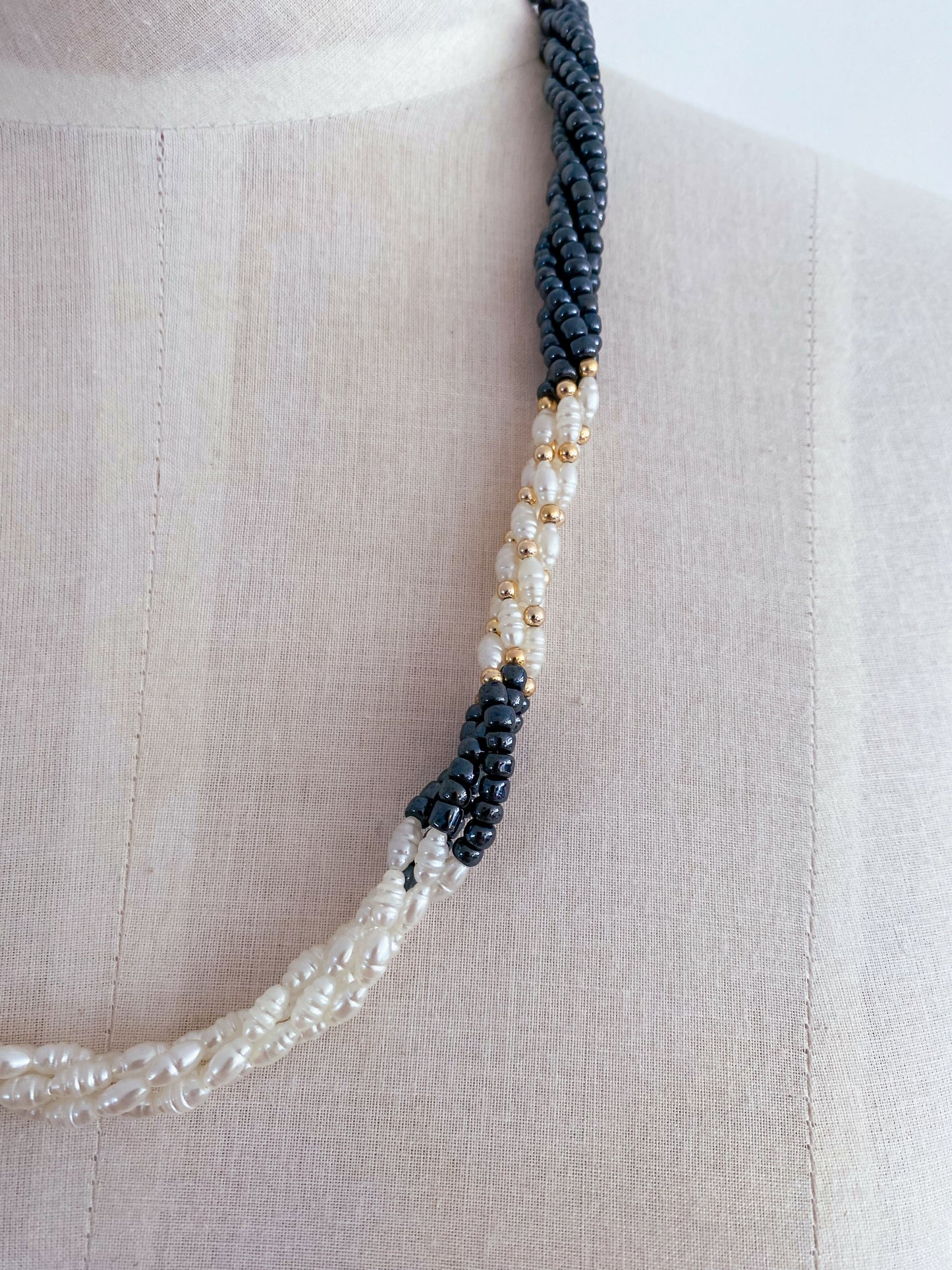 Faux Pearl and Bead Necklace