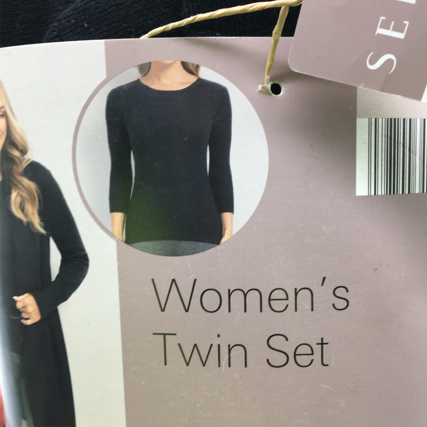 Serra Women Twin Set of Three-Quarter Sleeve Knit Top Cardigan Black Size10 New