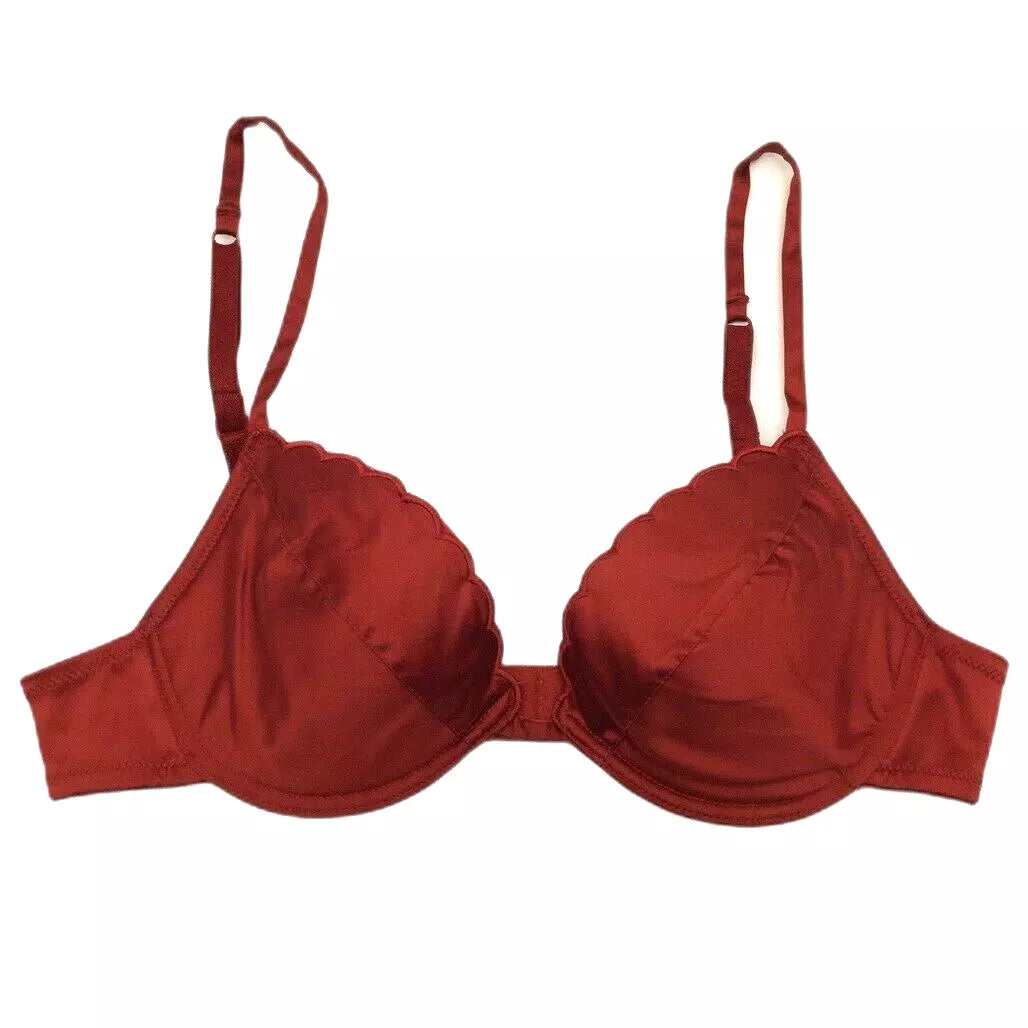Faber Italian Made Red Scalloped Edge Padded Bra Ladies Size I2 B Cup NEW