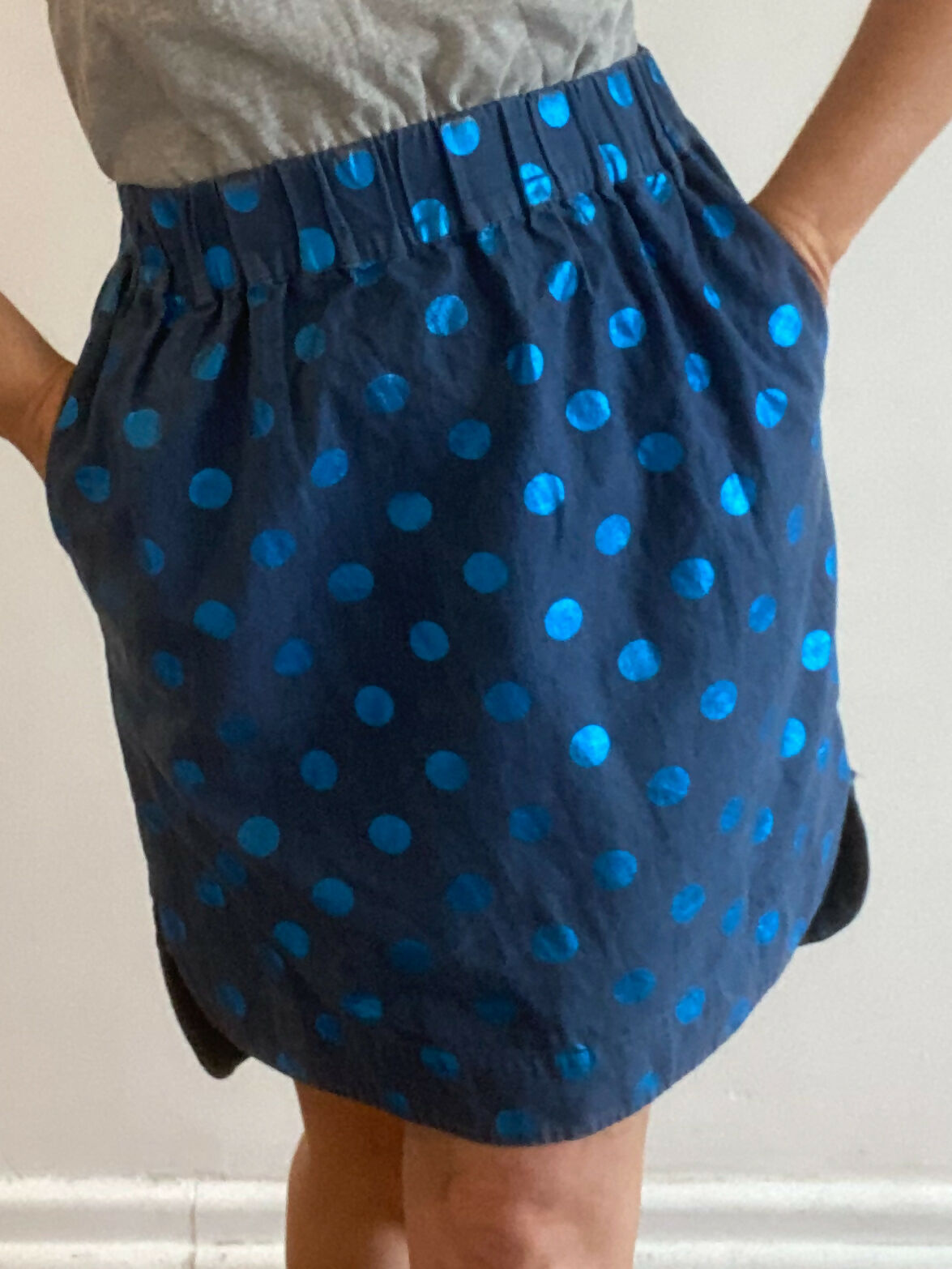 Women's Gorman Size 10 Blue Cotton Polka-Dot Skirt