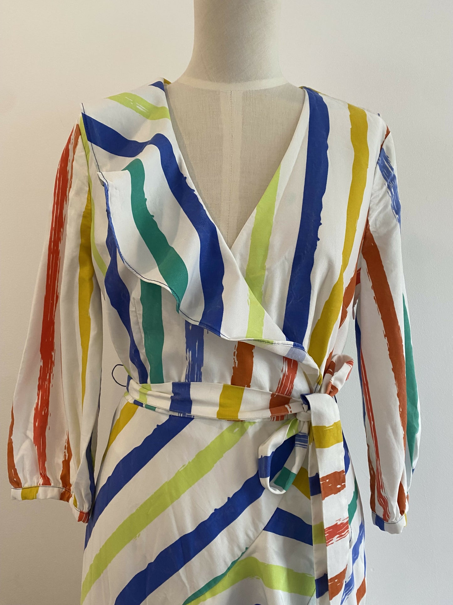 Women's Wayne Cooper Size 10 Striped Ruffled Dress