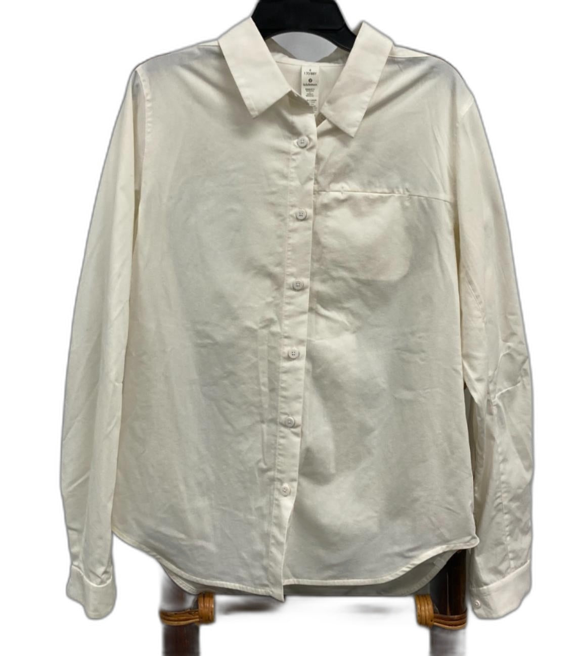 Lululemon Live In Practice L/S Button Up Relaxed Chalk Shirt Ladies Sz 6