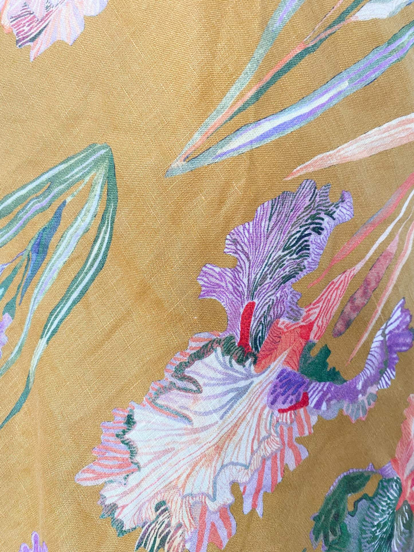 Gorman Size 12 Linen Floral-Print Midi Skirt