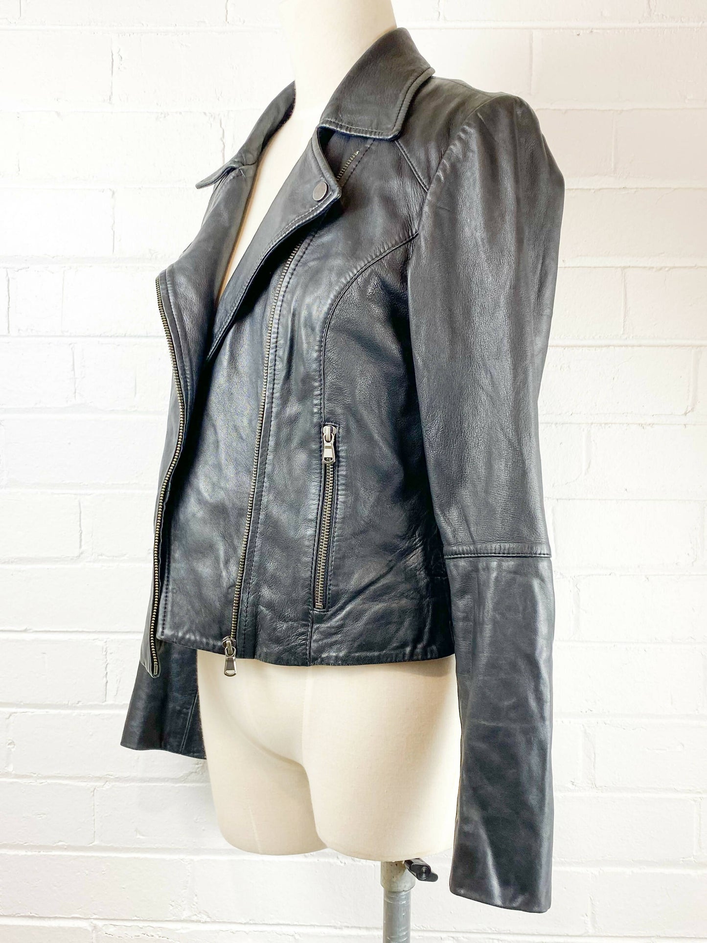 Jeanswest Size 10 Leather Biker Jacket