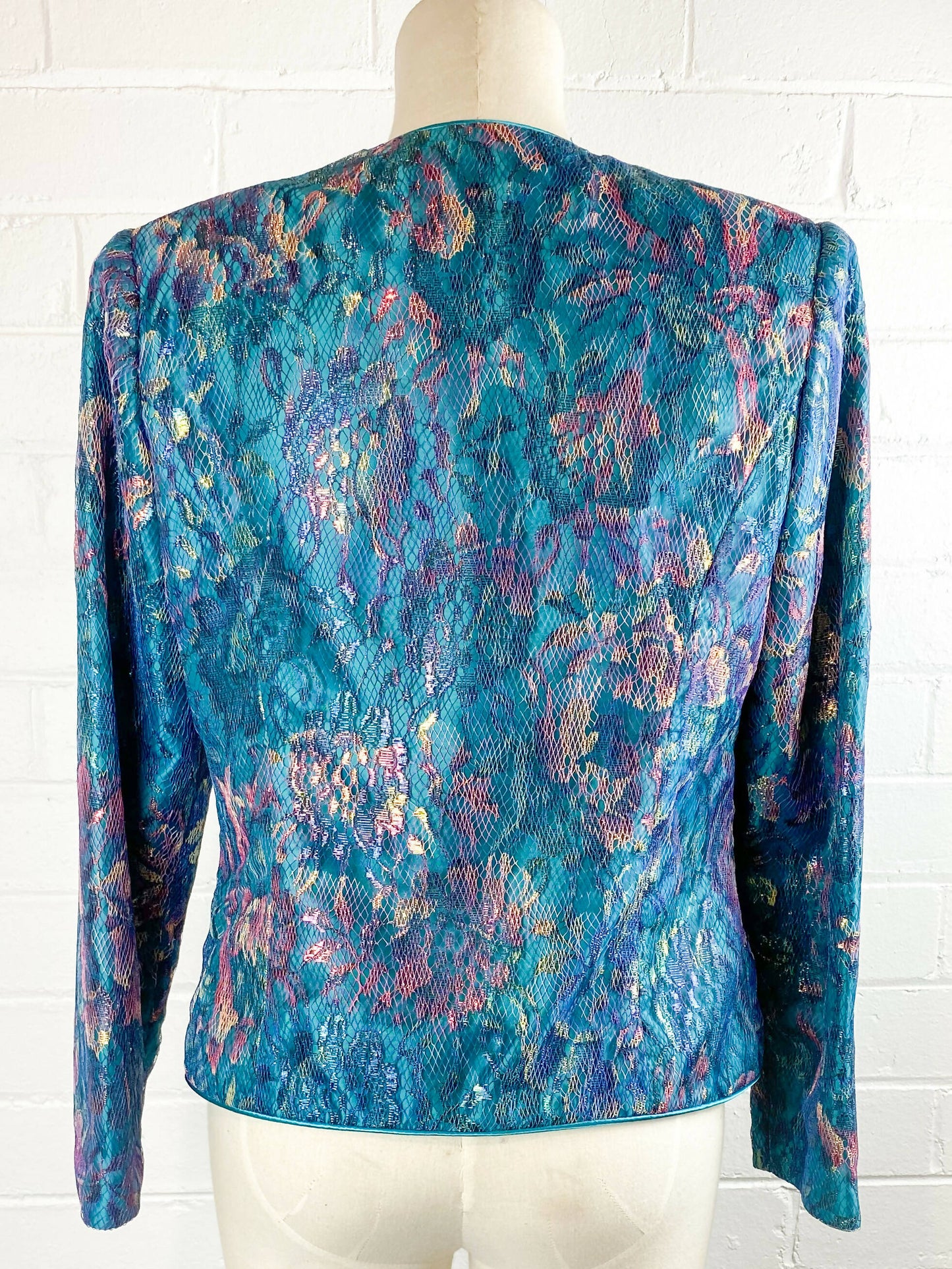 Noel Wells Emerald Metallic Lace Blazer