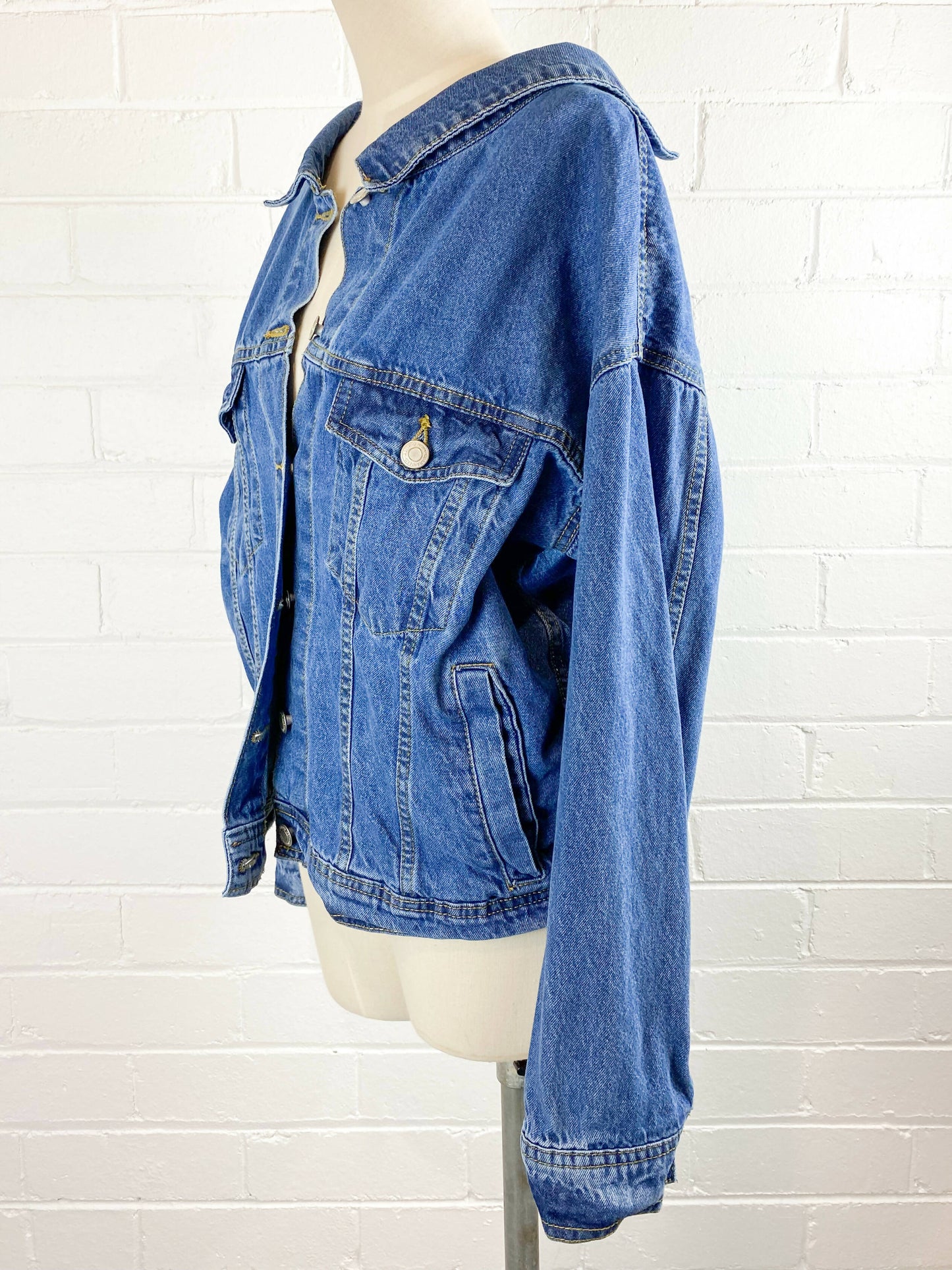 GRL Size M Lace-Up Denim Jacket
