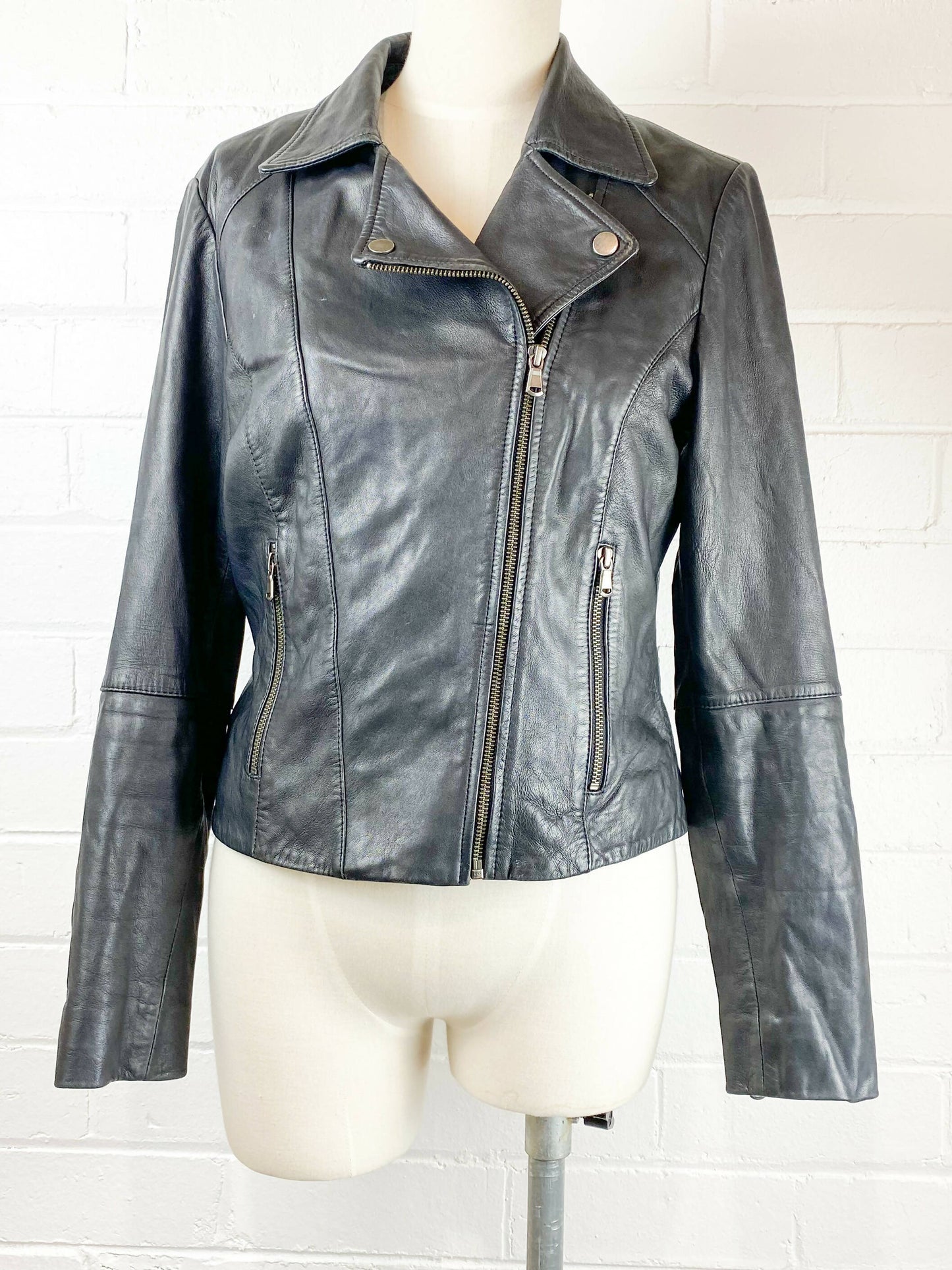 Jeanswest Size 10 Leather Biker Jacket