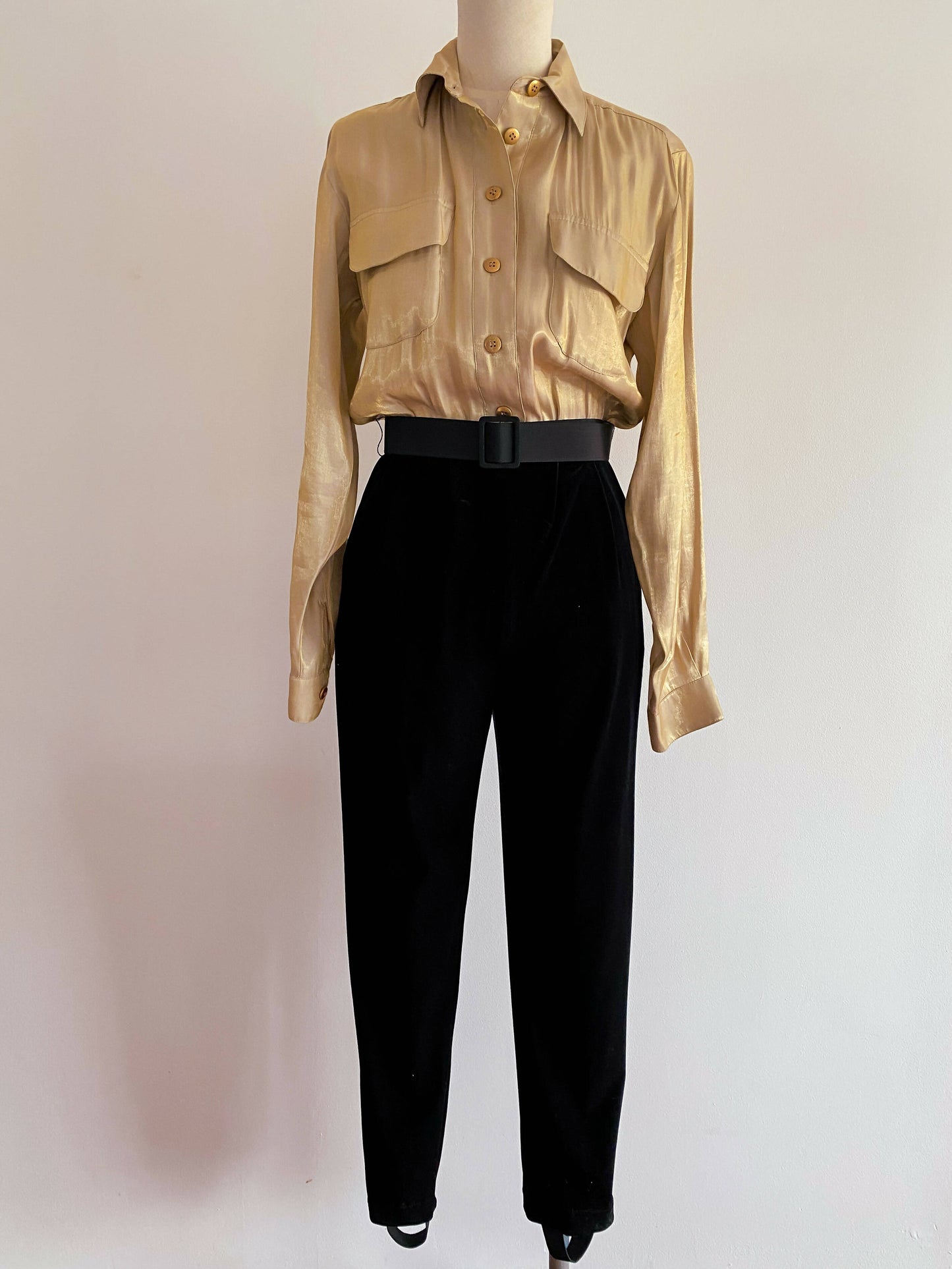 Vintage Caché Size 4 (AU 8-10) Sateen and Velvet Jumpsuit
