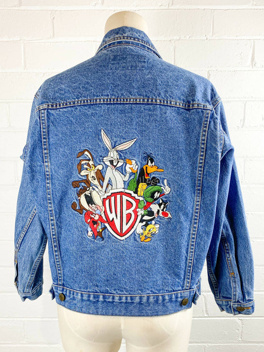 Warner Bros Size L Looney Tunes Embroidered Denim Jacket