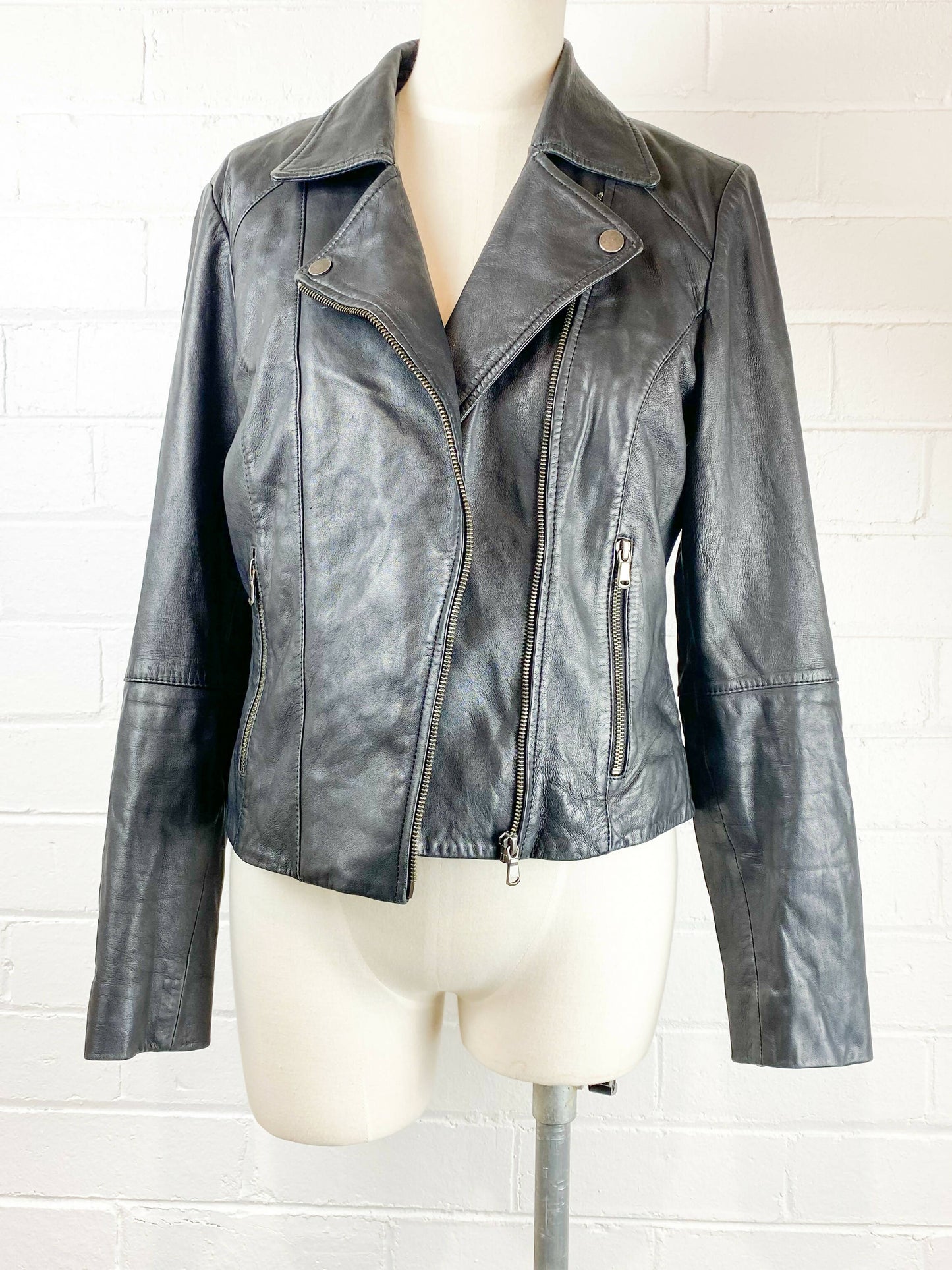 Jeanswest Size 10 Leather Biker Jacket
