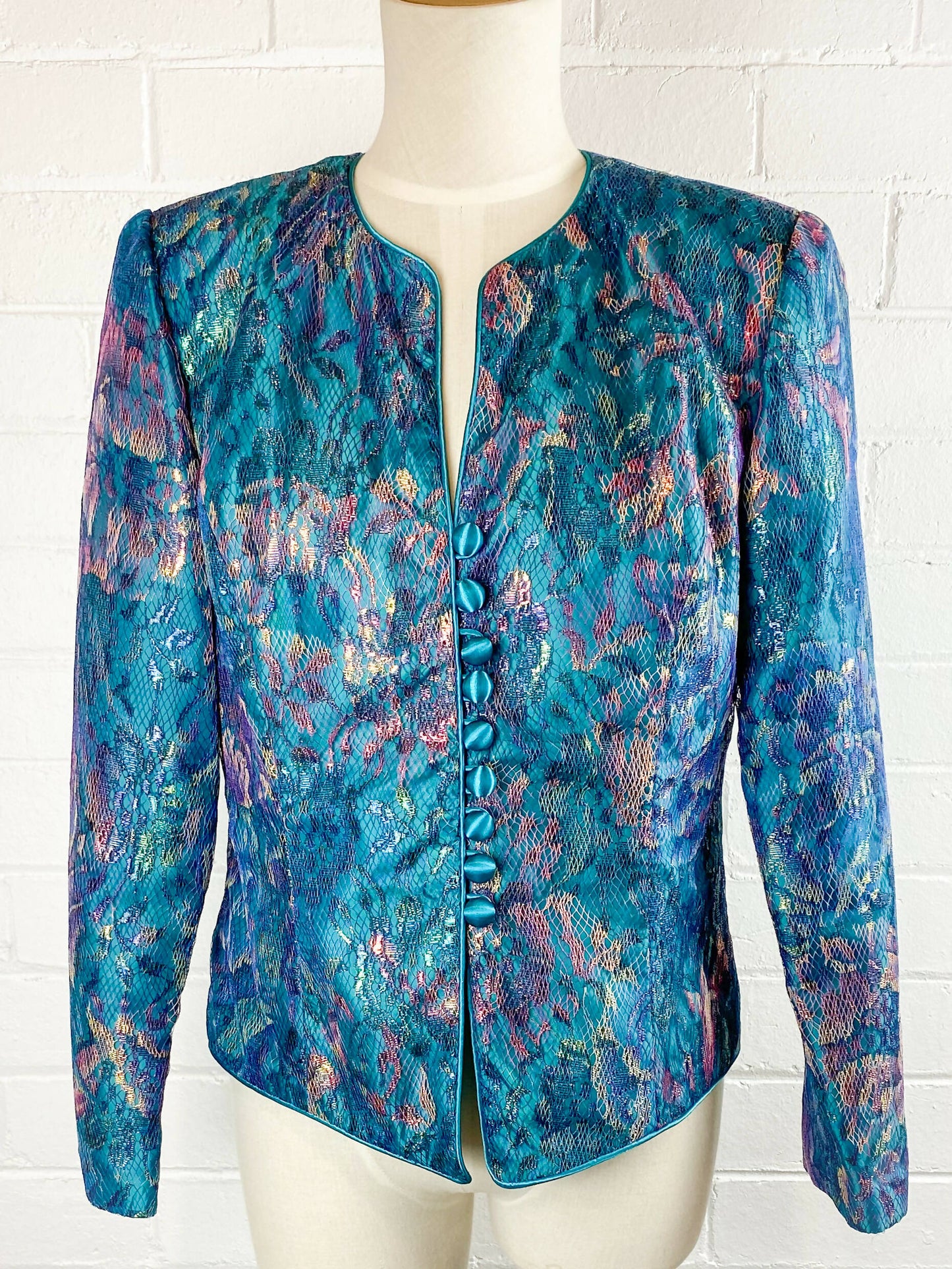Noel Wells Emerald Metallic Lace Blazer