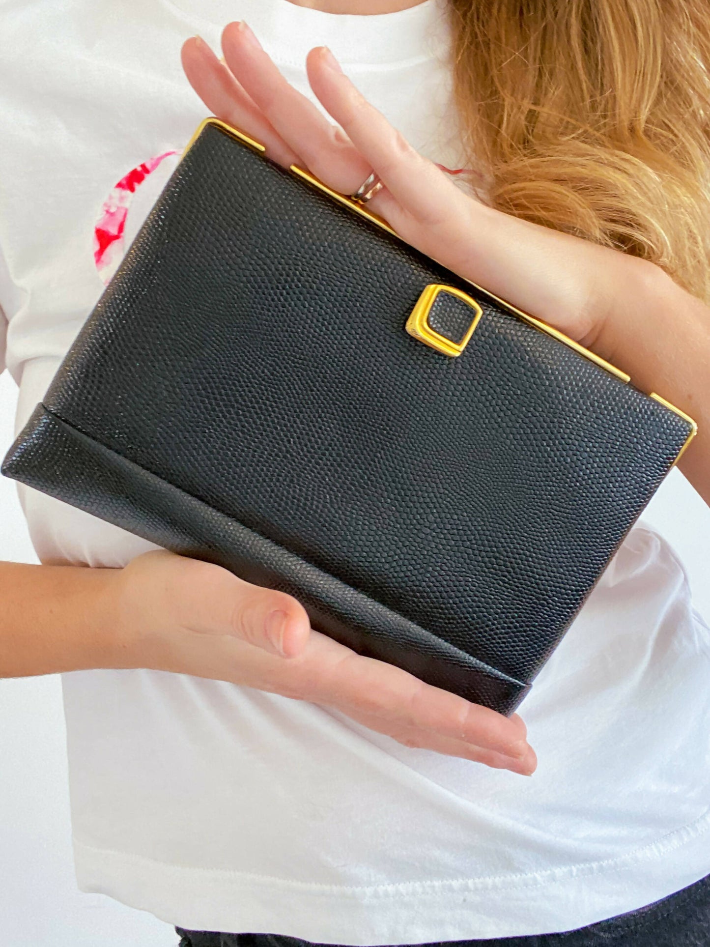 Shilton Black Faux Leather Clutch