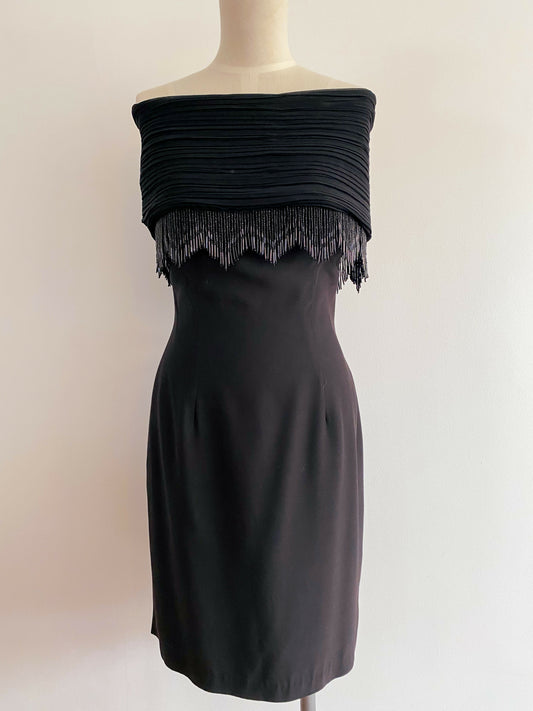 Lisa Ho Size 12 Beaded Black Dress