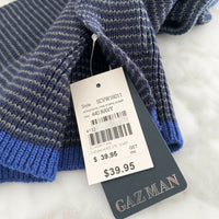 BNWT Gazman Striped Navy and Grey Cotton-Blend Scarf
