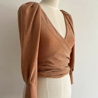 Sheike Size 6 Glittered Cropped Crossover Top