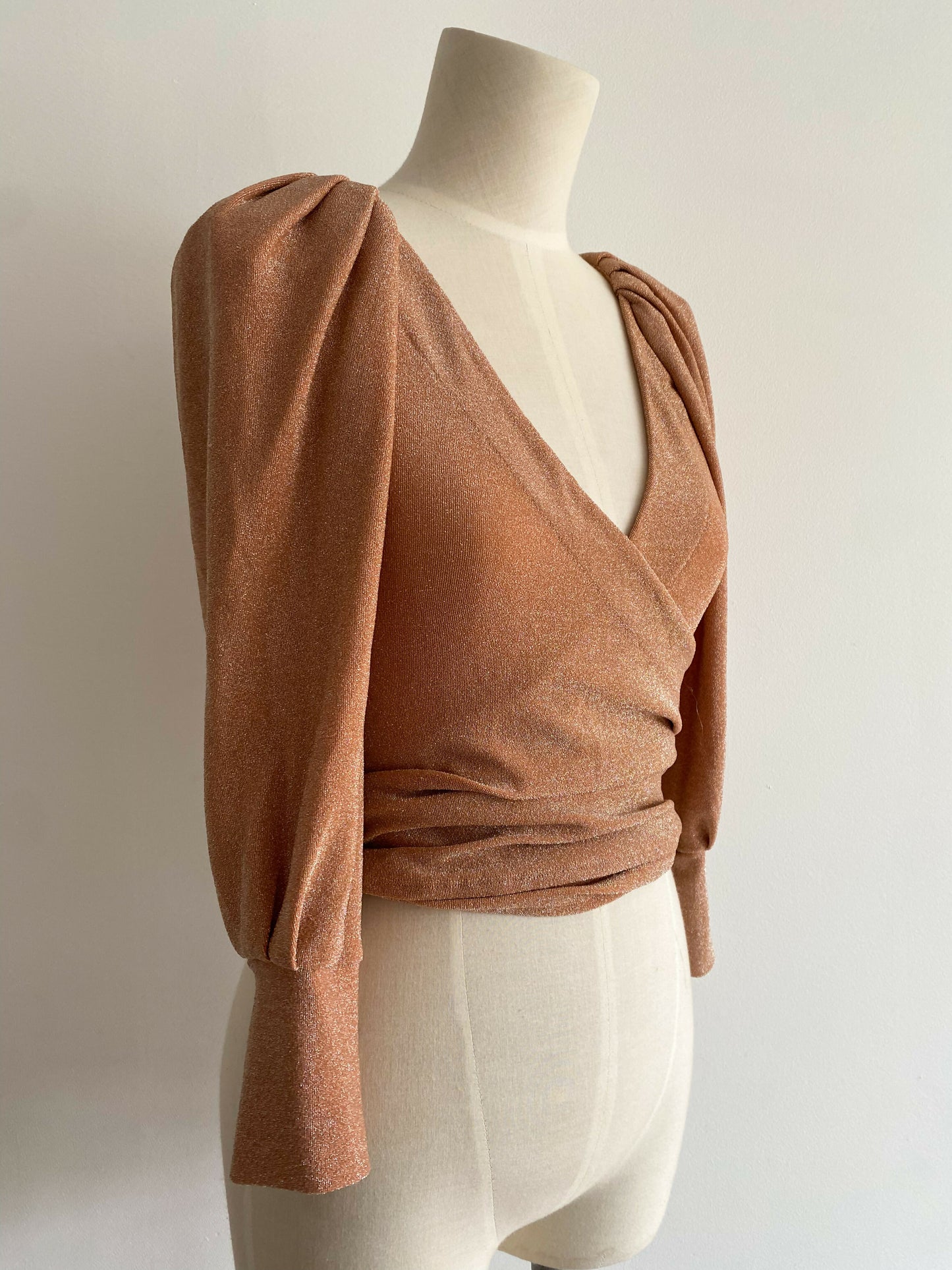 Sheike Size 6 Glittered Cropped Crossover Top