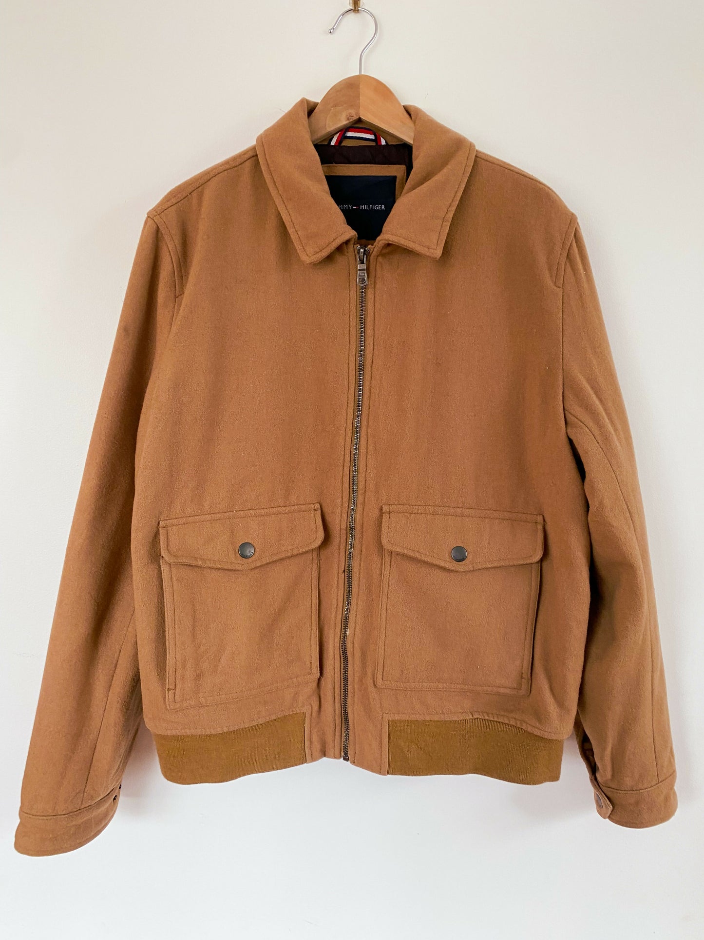 Men's Tommy Hilfiger Size L Camel-Brown Wool-Blend Jacket