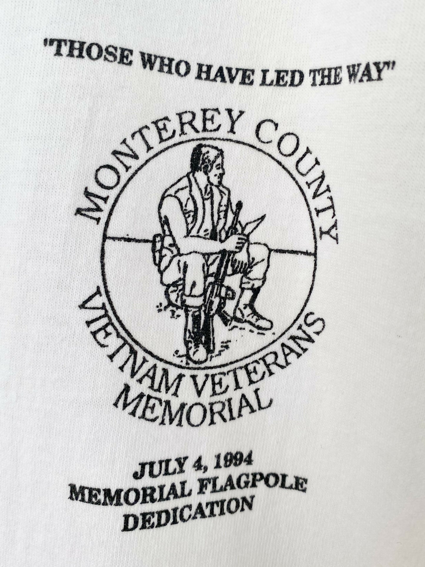 Men's Size XL White Cotton 'Monterey County Vietnam Veteran Memorial' Print T-Shirt