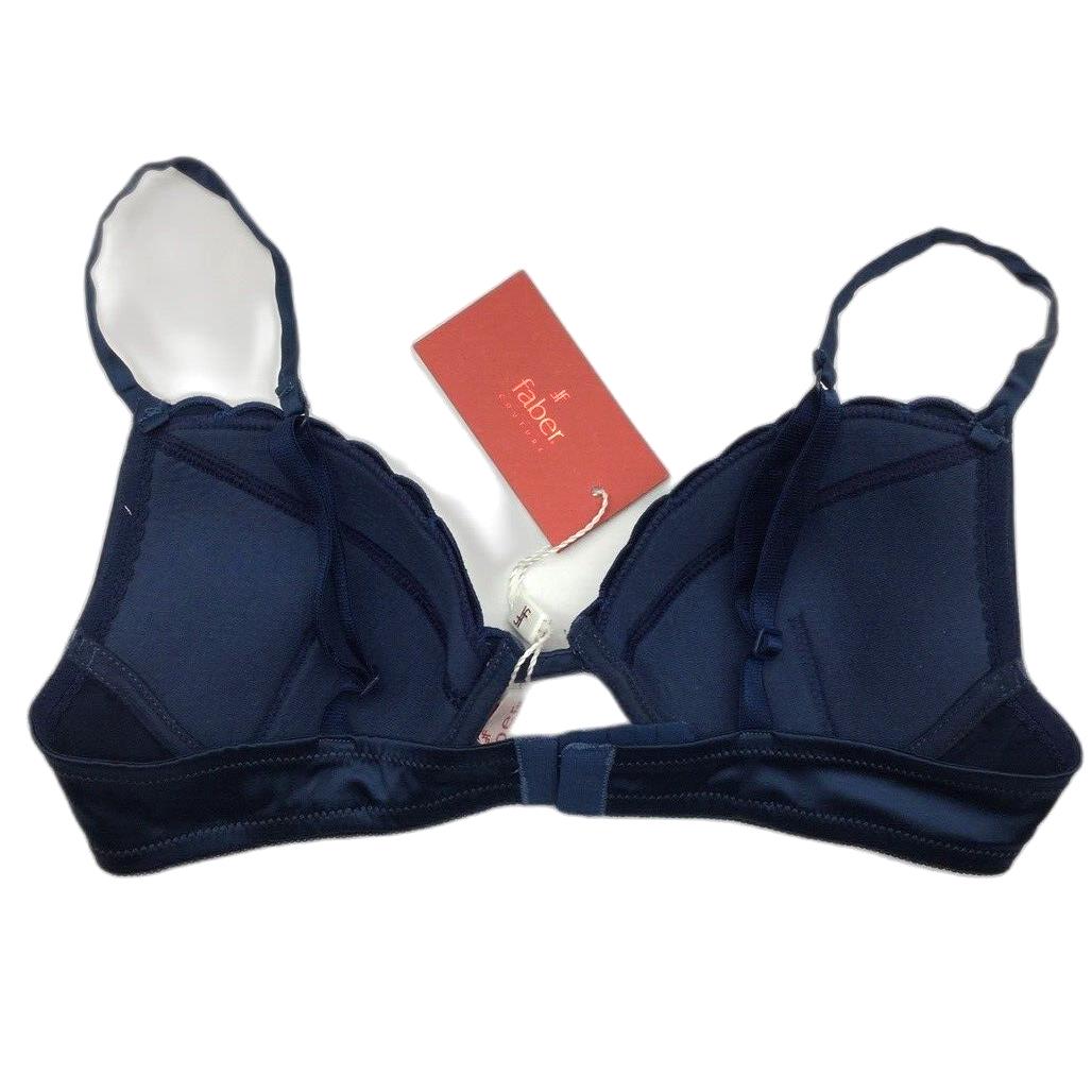 NEW Faber Italian Made Scalloped Edge Navy Blue Padded Bra Ladies Size I1 B Cup