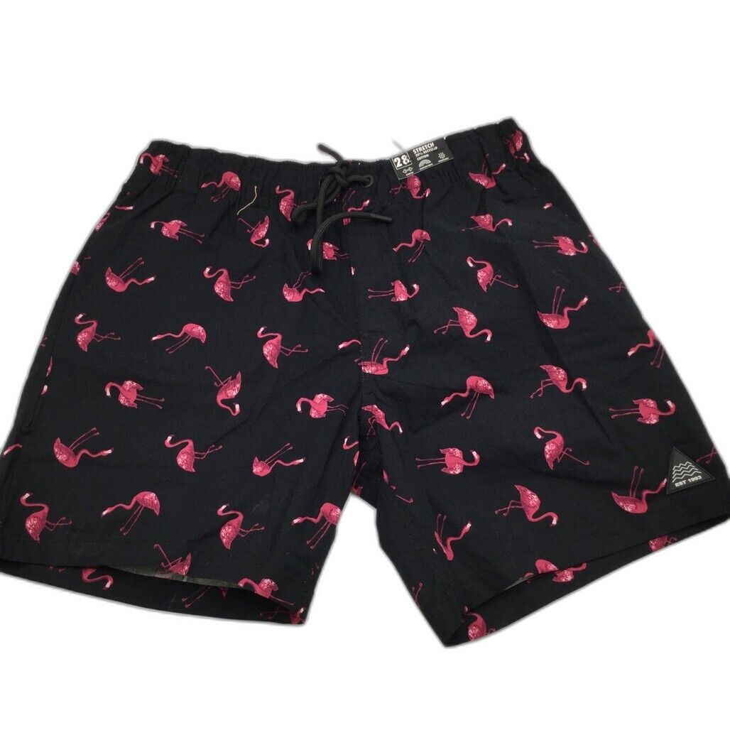 NEW Jay Jays Stretch Volley Drawstring Cotton Blend Flamingo Shorts Mens Size 28