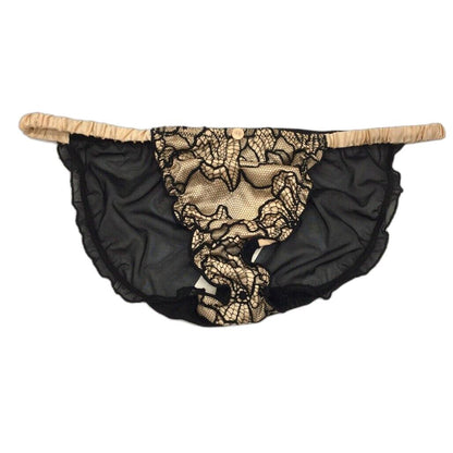 NEW Willow Nude & Black Decadence Brief Mesh Embroidered Underwear Ladies Sz 14