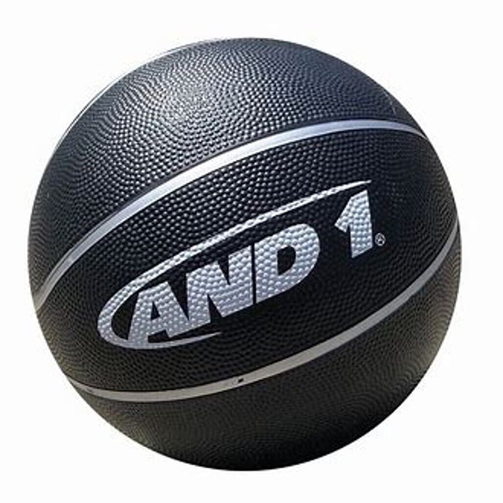 NEW AND1 Black & Silver Detail Logo Official Size Basketball Size 7 (29.5")