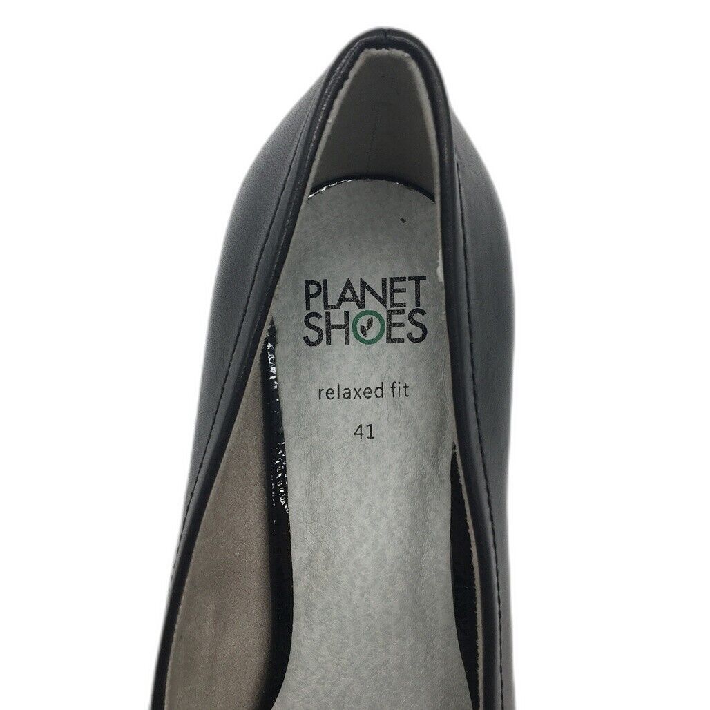 Planet Shoes Cobra Relaxed Fit Leather Heeled Pumps Black Womens Size 41 NEW