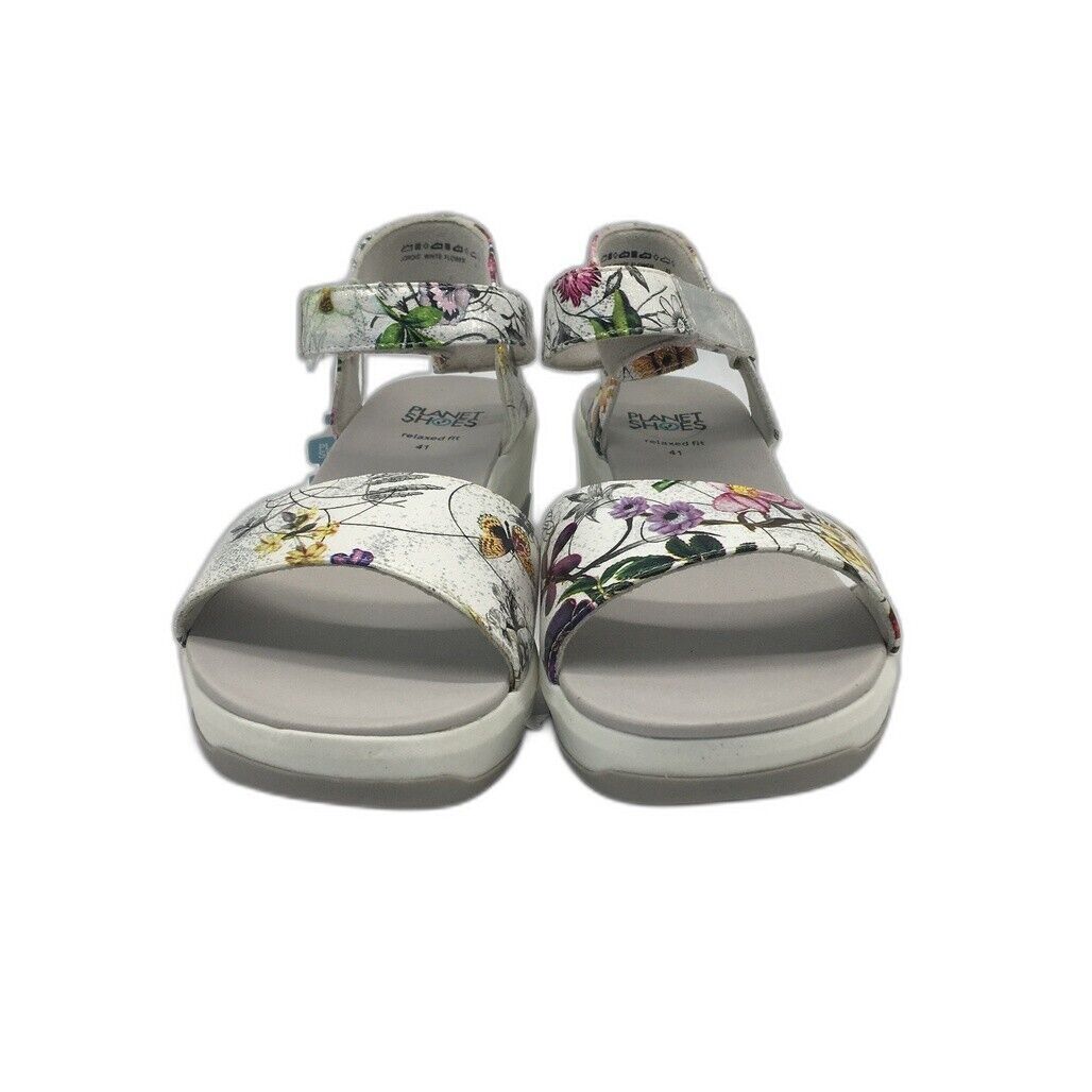 Planet Shoes Jordie Floral & Silver Wedge Leather Sandals Ladies Size 41 NEW