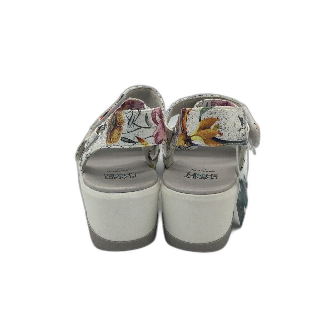 Planet Shoes Jordie Floral & Silver Wedge Leather Sandals Ladies Size 41 NEW