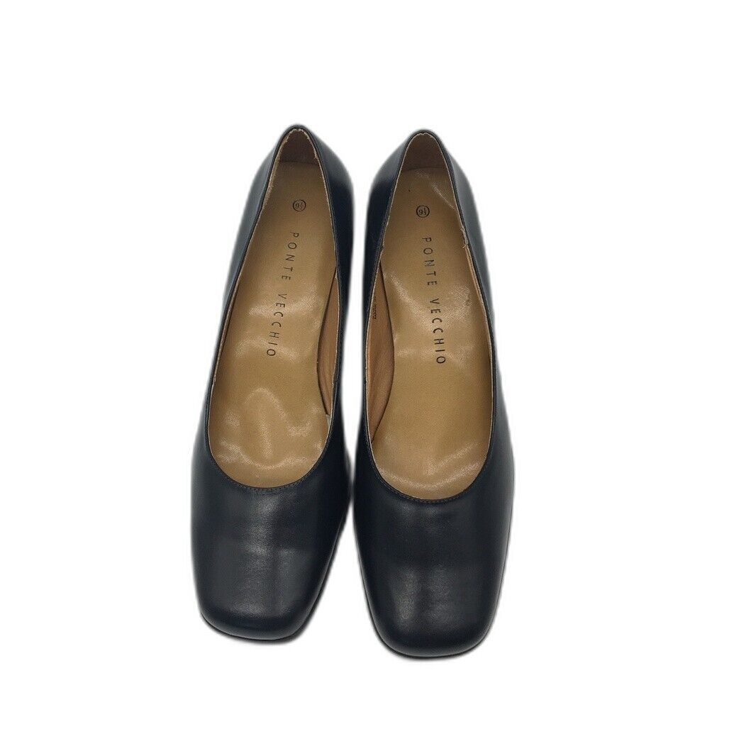 Ponte Vecchio Hannah Navy Blue Soft Leather Heeled Shoes Ladies Size 9.5 NEW