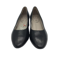 Tamaris Comfort Fit Soft Leather Black Heeled Shoes Ladies Size 41 US 9.5 NEW