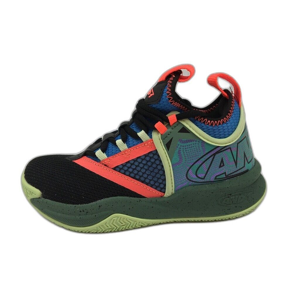 AND1 Charge Green, Blue & Black Basketball Sneaker Shoes Kids Unisex Size 1 NEW