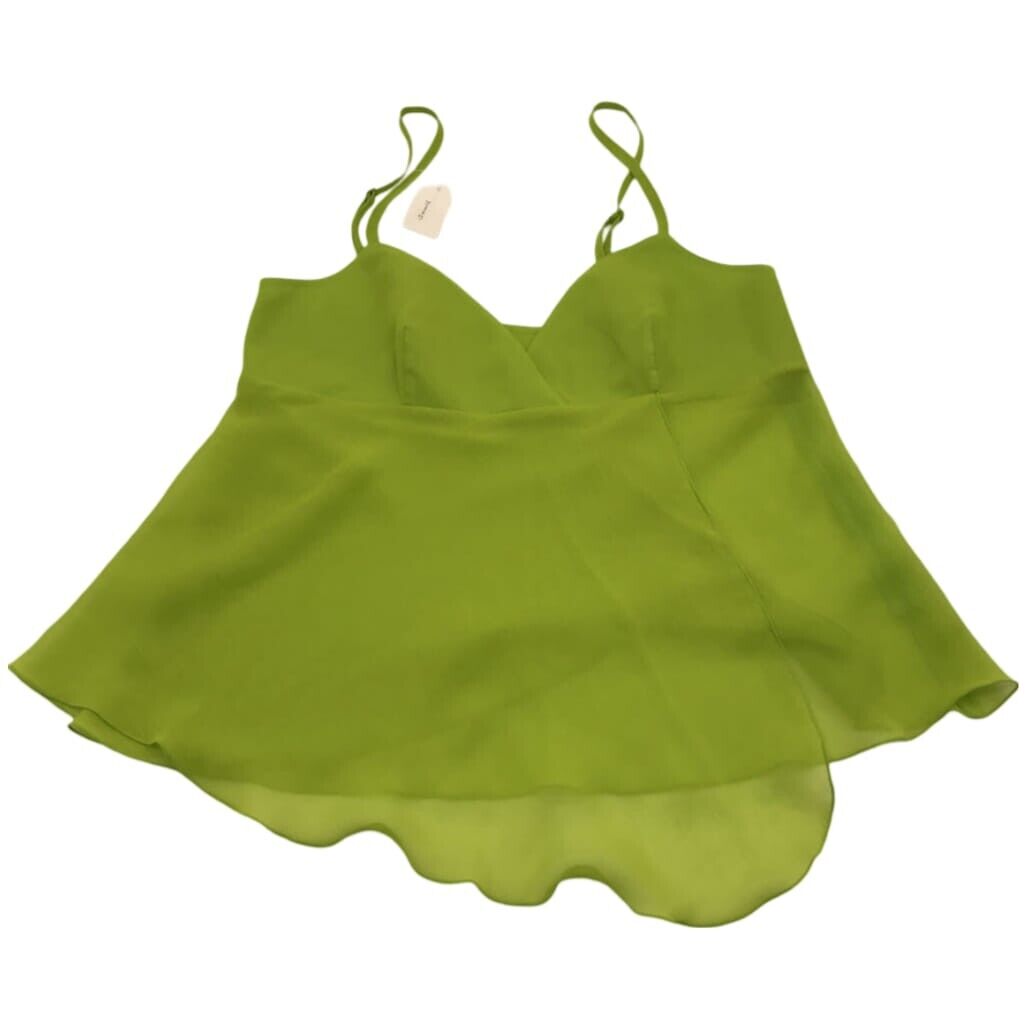 Breezy Chiffon Spaghetti Strap Leaf Green Camisole Top Ladies Size Small NEW