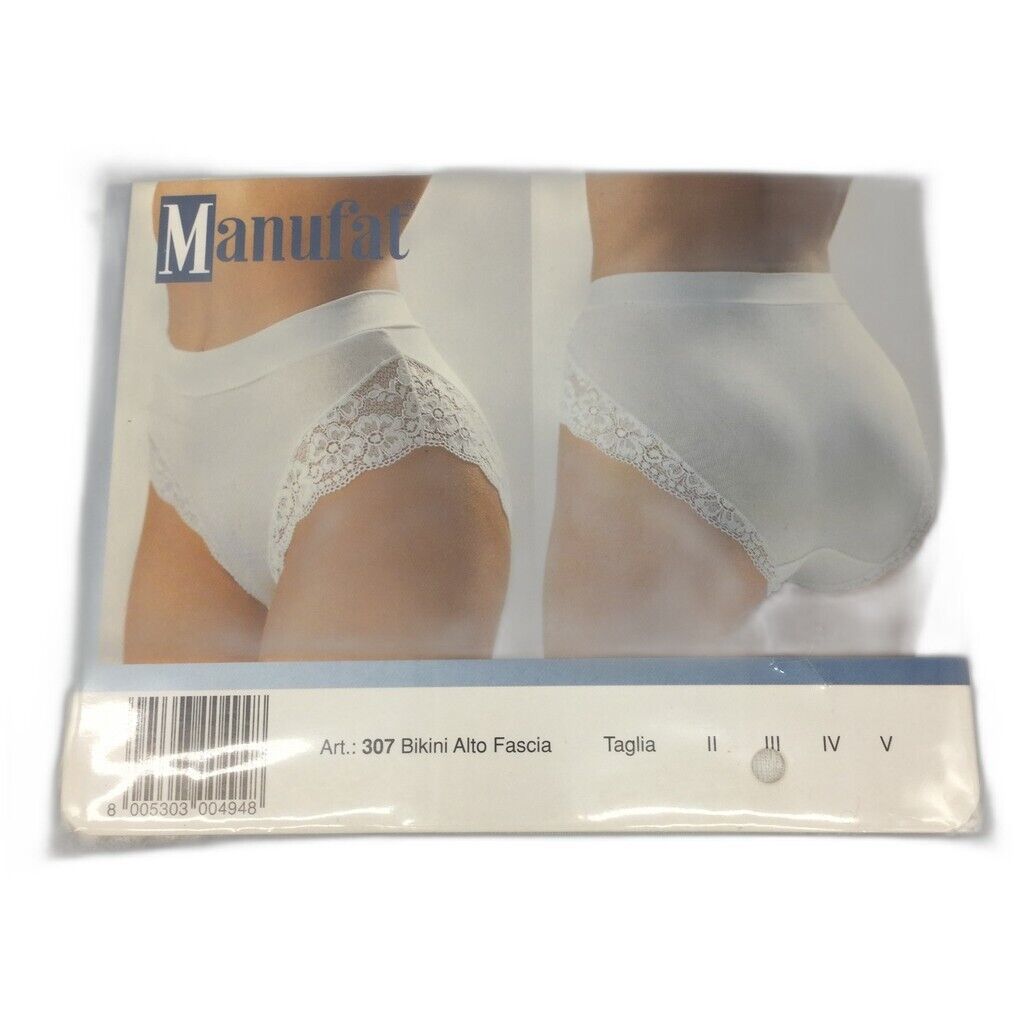 Manufat White Lace Edge High-Waisted Stretchy Soft Underwear Ladies Size I3 NEW