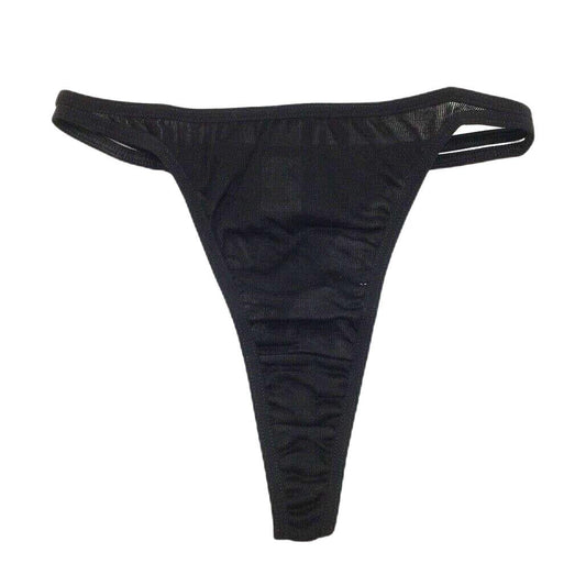 Manufat Black Cotton String Thong Perizoma Underwear Ladies Size I2 / Medium NEW