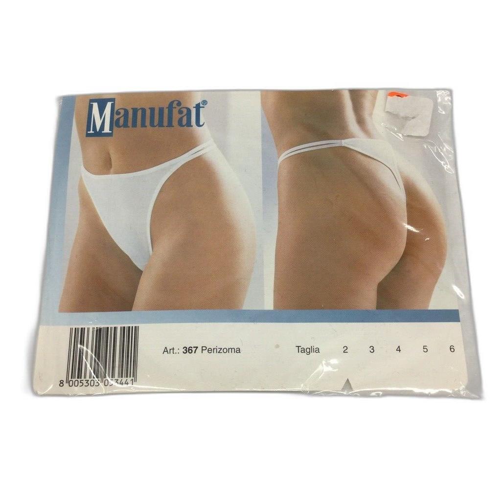 Manufat Black Cotton String Thong Perizoma Underwear Ladies Size I2 / Medium NEW