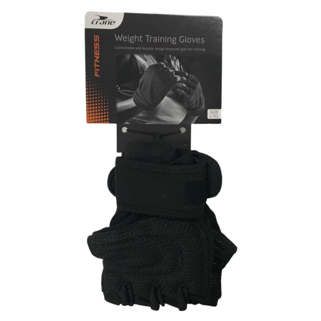 Crane Fitness Fingerless Padded Weight Training Gloves Black Unisex Sz S/M NEW