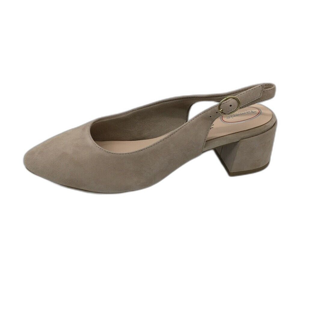 Tamaris Comfort Suede Leather Slingback Sand Brown Ladies Size EU 41 US 9.5 NEW