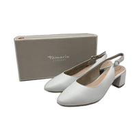 Tamaris Comfort Brushed Leather Slingback Pumps White Ladies Sz EU 42 US 10 NEW