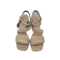 Tamaris Comfort Strappy Suede Heeled Leather Sandals Beige Ladies Sz US 9.5 NEW