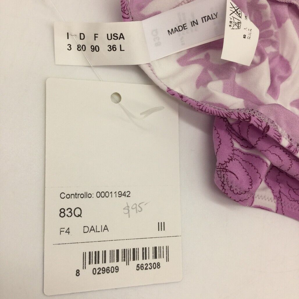 Cotton Club White & Purple Floral Bikini Underwear Ladies Size Italy 3/L NEW