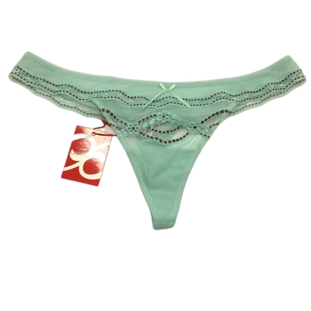 NEW Cotton Club Mint Green Lace Mesh String Thong Ladies Underwear Sz I4 / XL