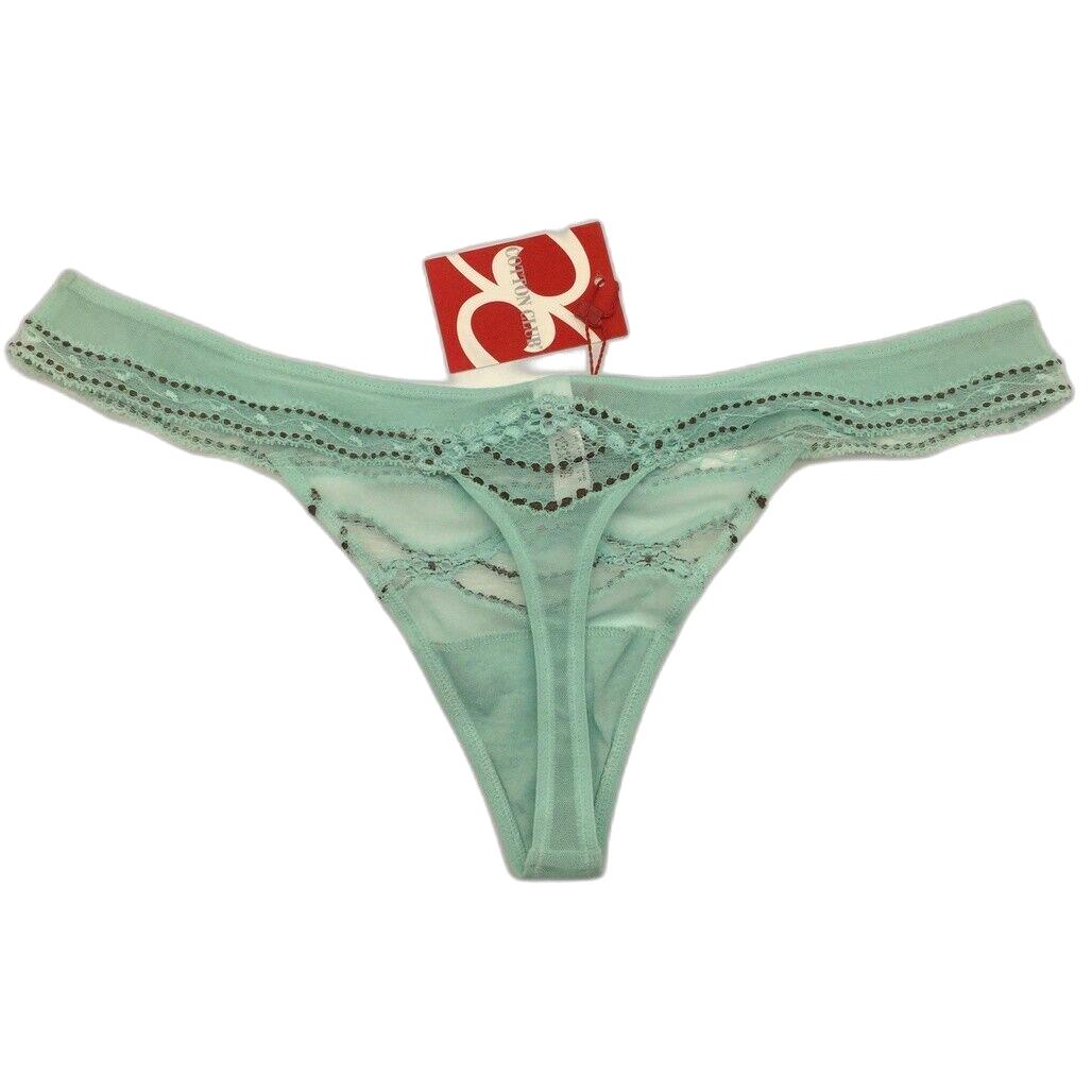 NEW Cotton Club Mint Green Lace Mesh String Thong Ladies Underwear Sz I4 / XL