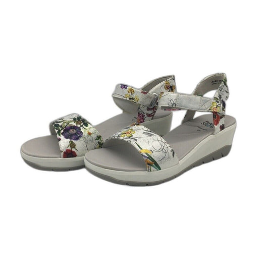 Planet Shoes Jordie Floral & Silver Wedge Leather Sandals Ladies Size 42 NEW