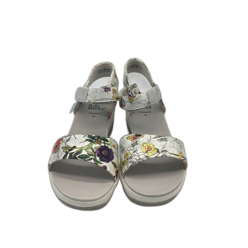 Planet Shoes Jordie Floral & Silver Wedge Leather Sandals Ladies Size 42 NEW