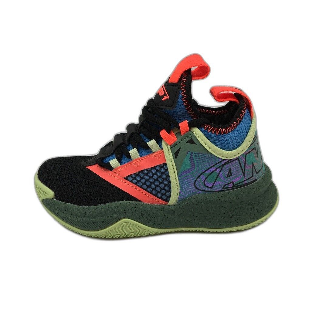 AND1 Charge Green, Blue & Black Basketball Sneaker Shoes Kids Unisex Size 11 NEW