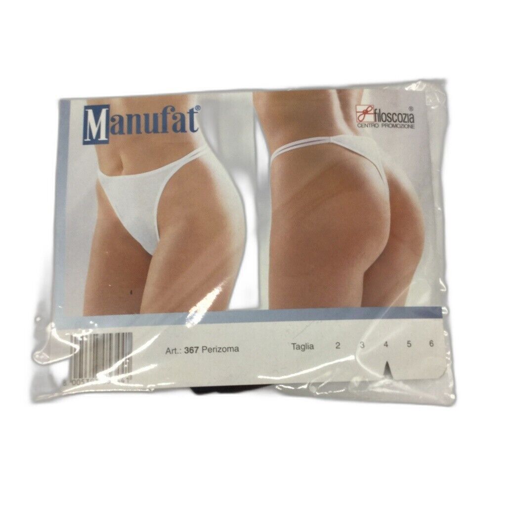 Manufat Black Cotton String Thong Perizoma Underwear Ladies Size I4 /X-Large NEW