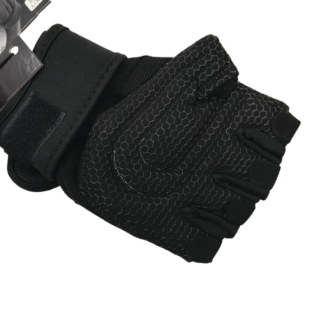 Crane Fitness Fingerless Padded Weight Training Gloves Black Unisex Sz L/XL NEW