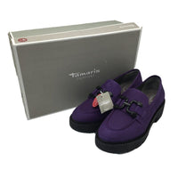 Tamaris Comfort Suede Leather Wedge Heel Loafer Purple Ladies Size US 7 NEW