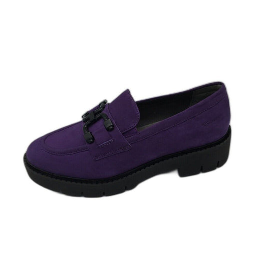 Tamaris Comfort Suede Leather Wedge Heel Loafer Purple Ladies Size US 8.5 NEW